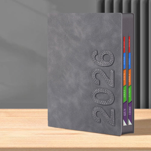 Gray A5 2026 Premium Planner – Weekly & Monthly Layout, Soft Touch Cover