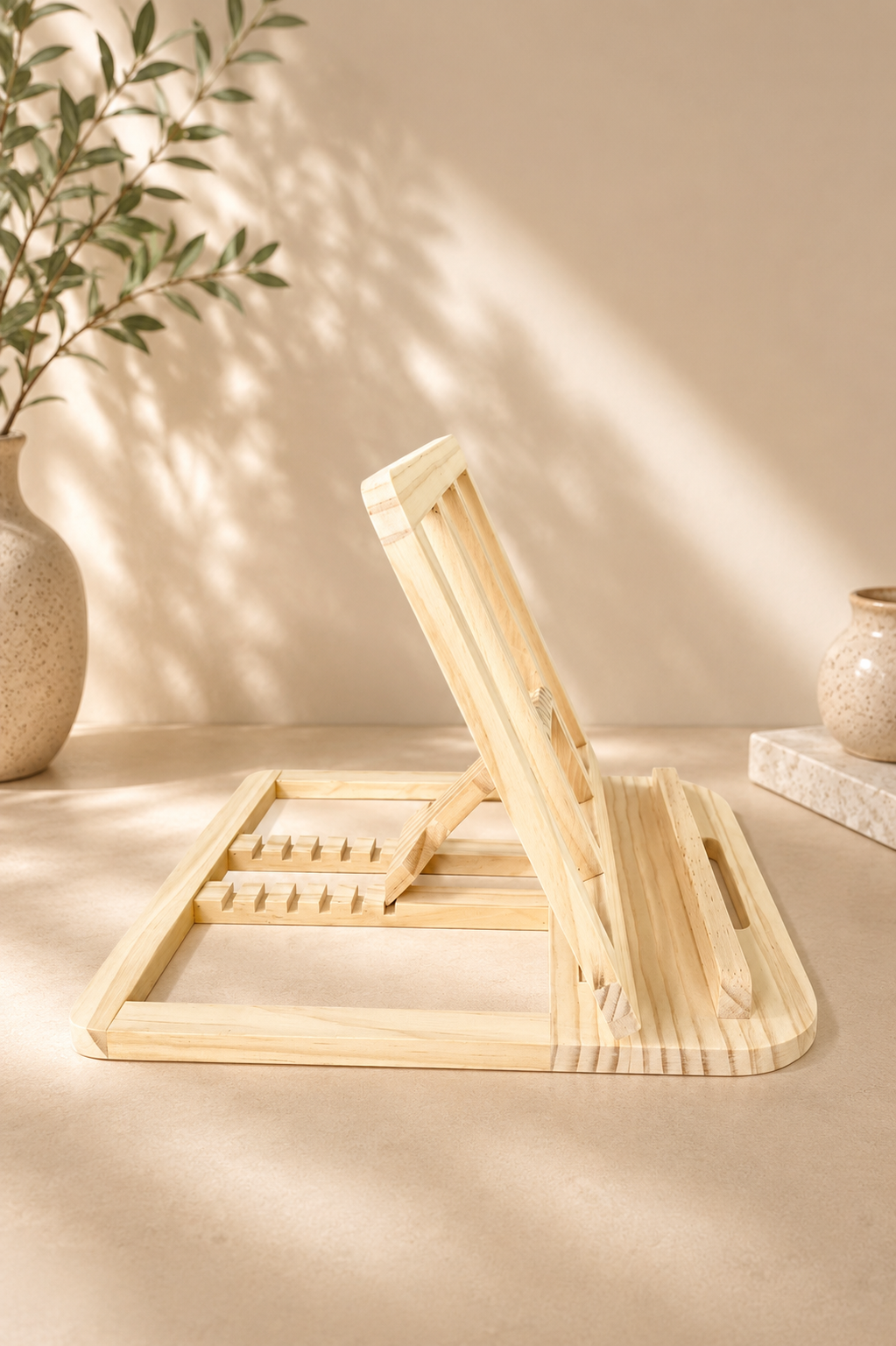 Wooden Adjustable Laptop Stand | Pine Desk Riser 11-17" | Ergonomic Home Office Gift