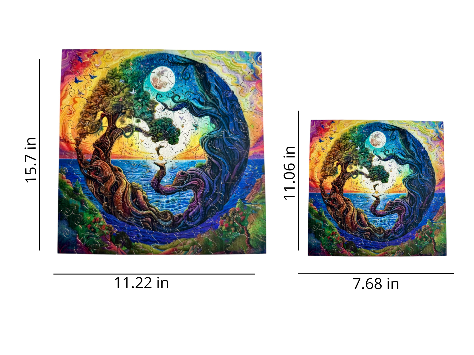 Colorful Wooden Yin-Yang Tree Puzzle – Unique Animal Pieces