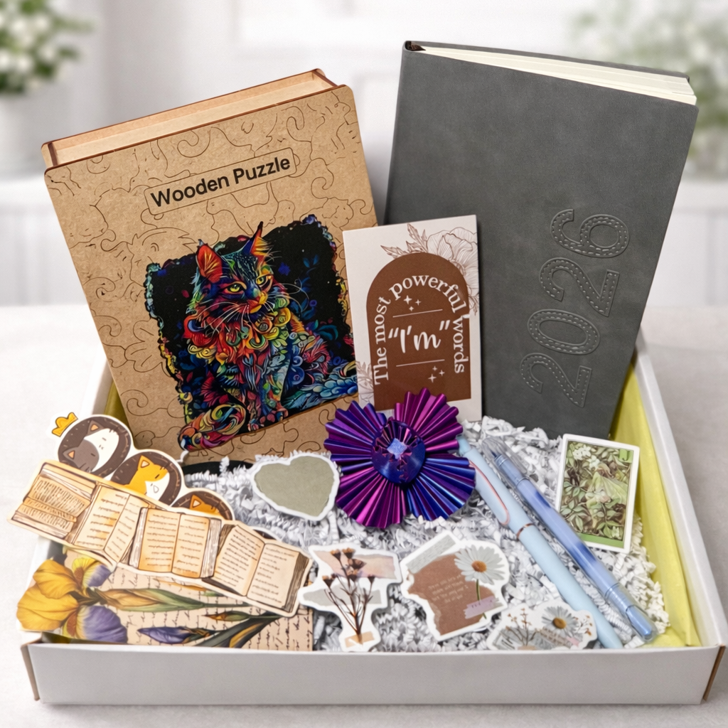 Self Care Gift Box, Wooden Animal Puzzle & 2026 Planner Set