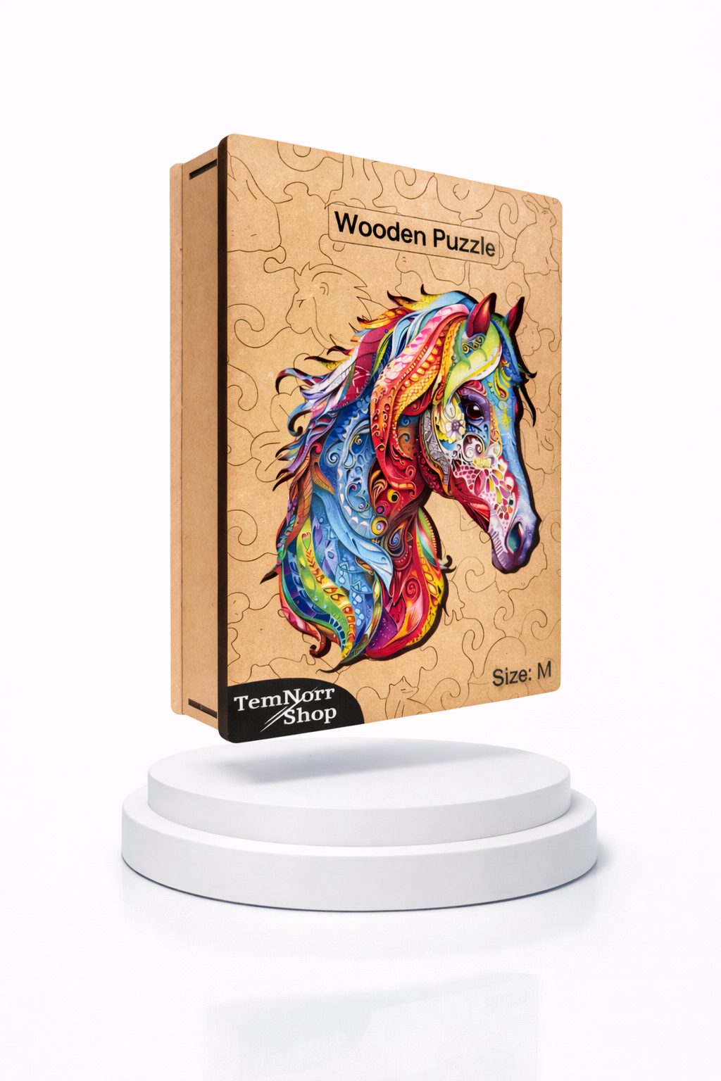 Wooden Puzzles for Adults – Colorful Horse with Unique Animal Pieces