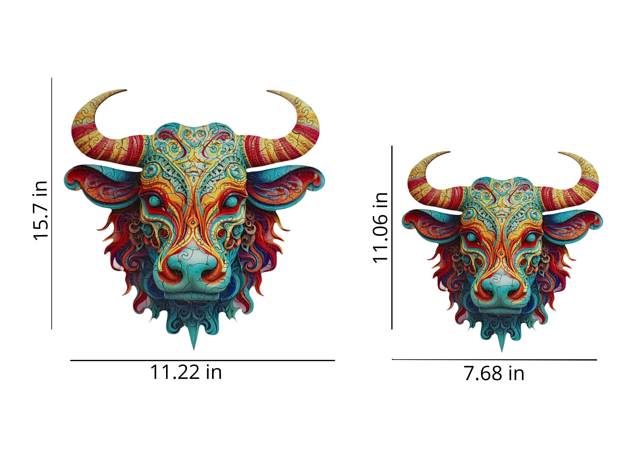 Colorful Wooden Bull Puzzle – Unique Animal Pieces
