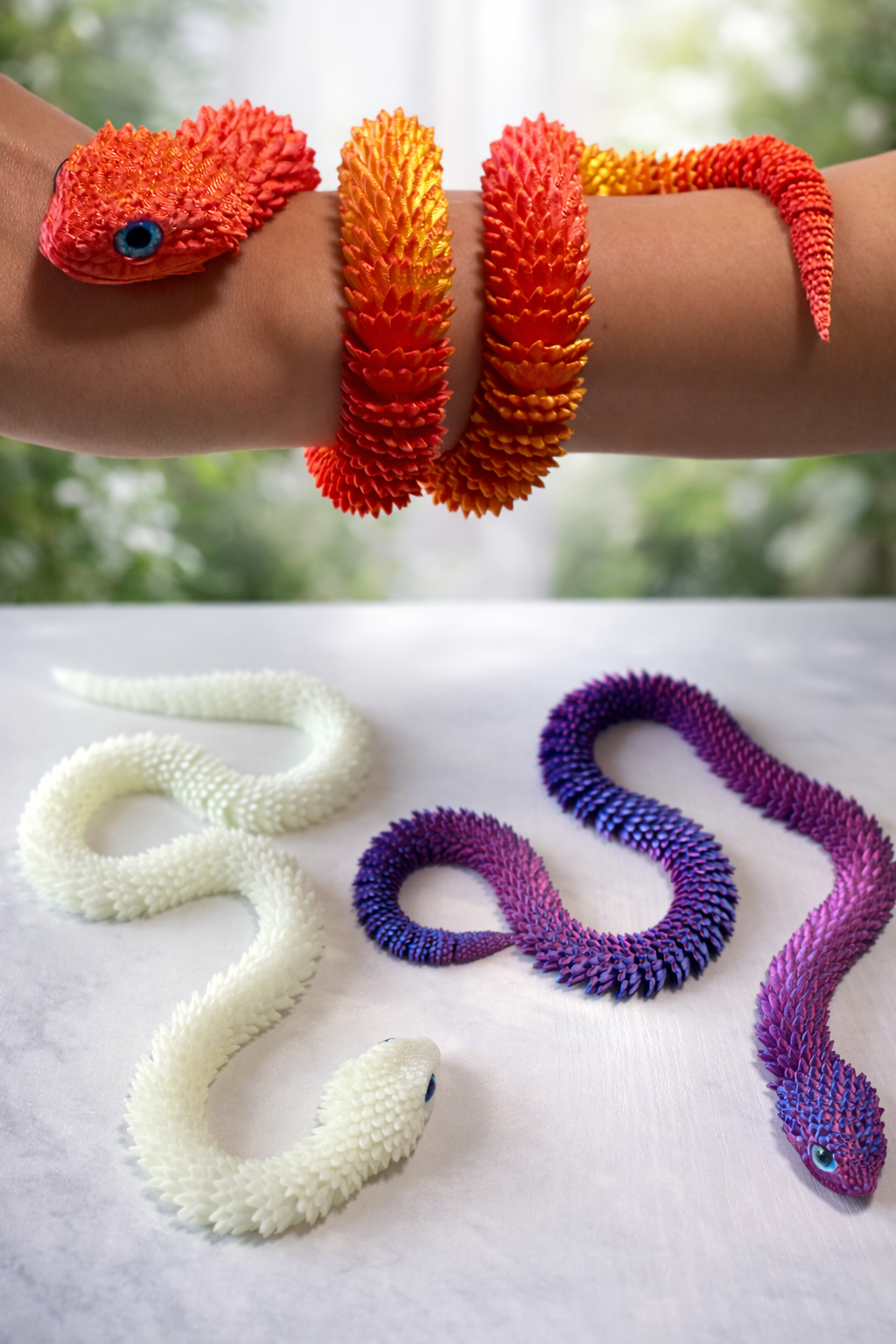Flexible 3D Articulated Snake – Sensory Fidget Toy (Glow Option)