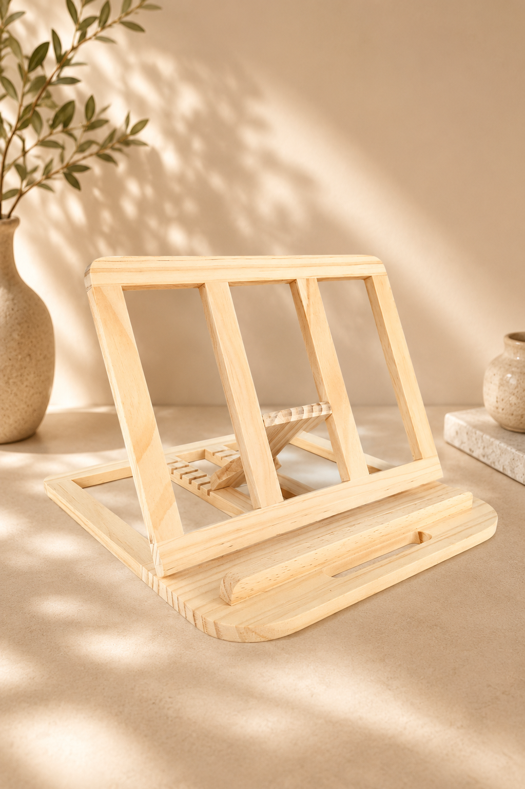 Wooden Adjustable Laptop Stand | Pine Desk Riser 11-17" | Ergonomic Home Office Gift