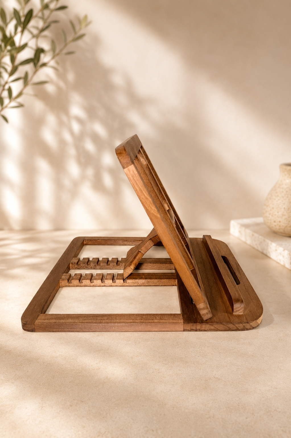 Wooden Adjustable Laptop Stand | Pine Desk Riser 11-17" | Ergonomic Home Office Gift