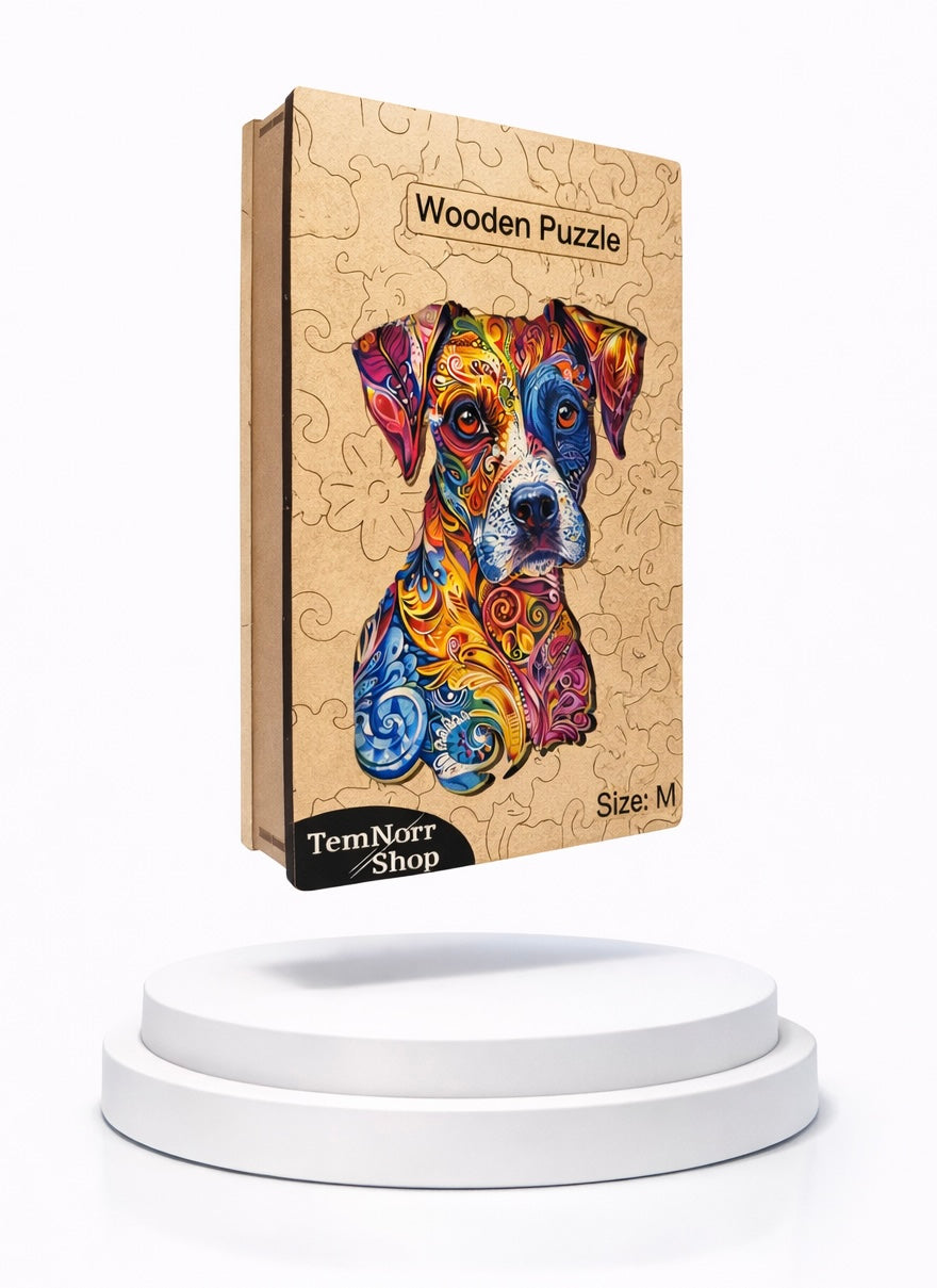 Wooden Puzzles for Adults – Colorful Dog with Unique Animal Pieces