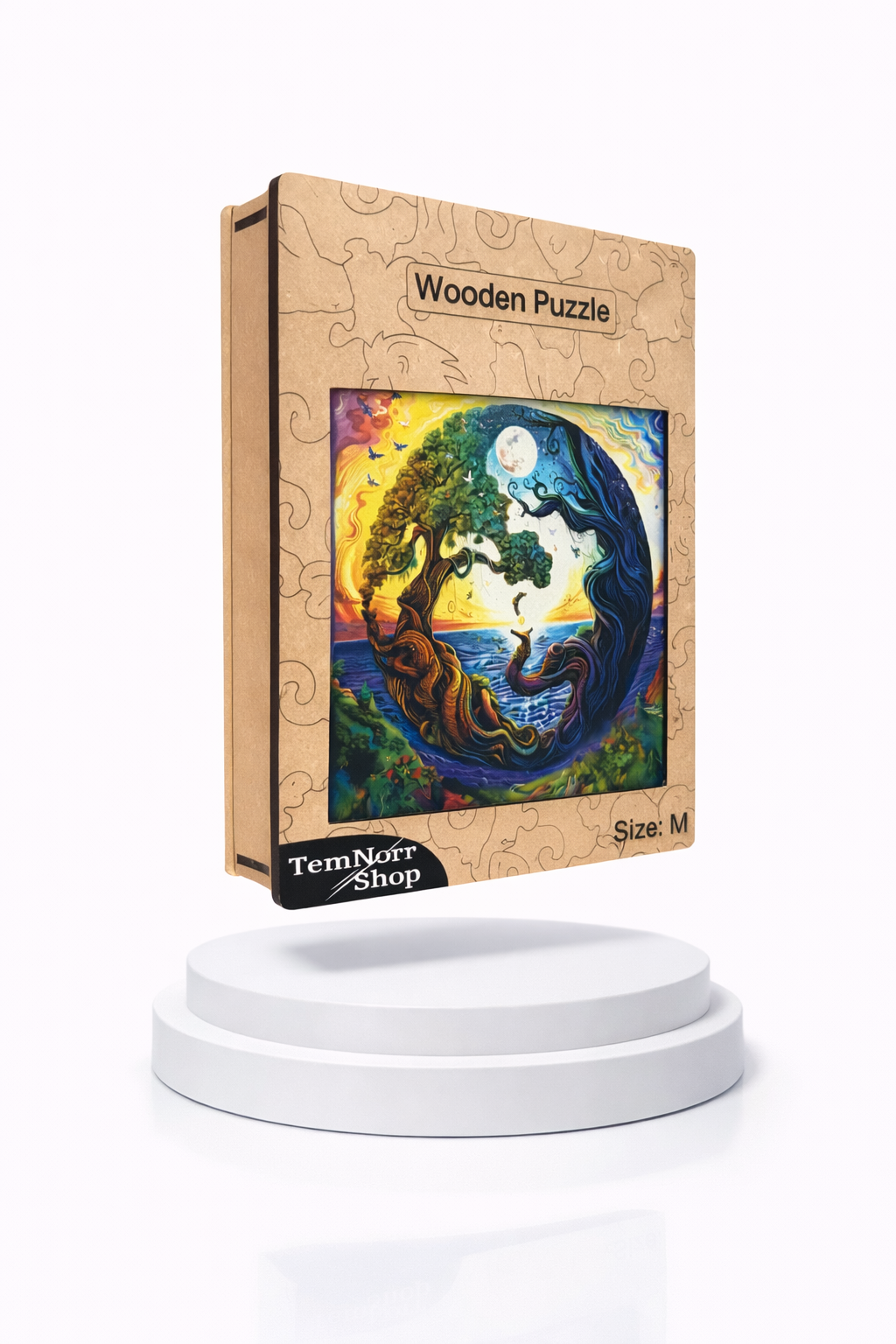 Wooden Puzzles for Adults – Colorful Yin-Yang Tree with Unique Animal Pieces