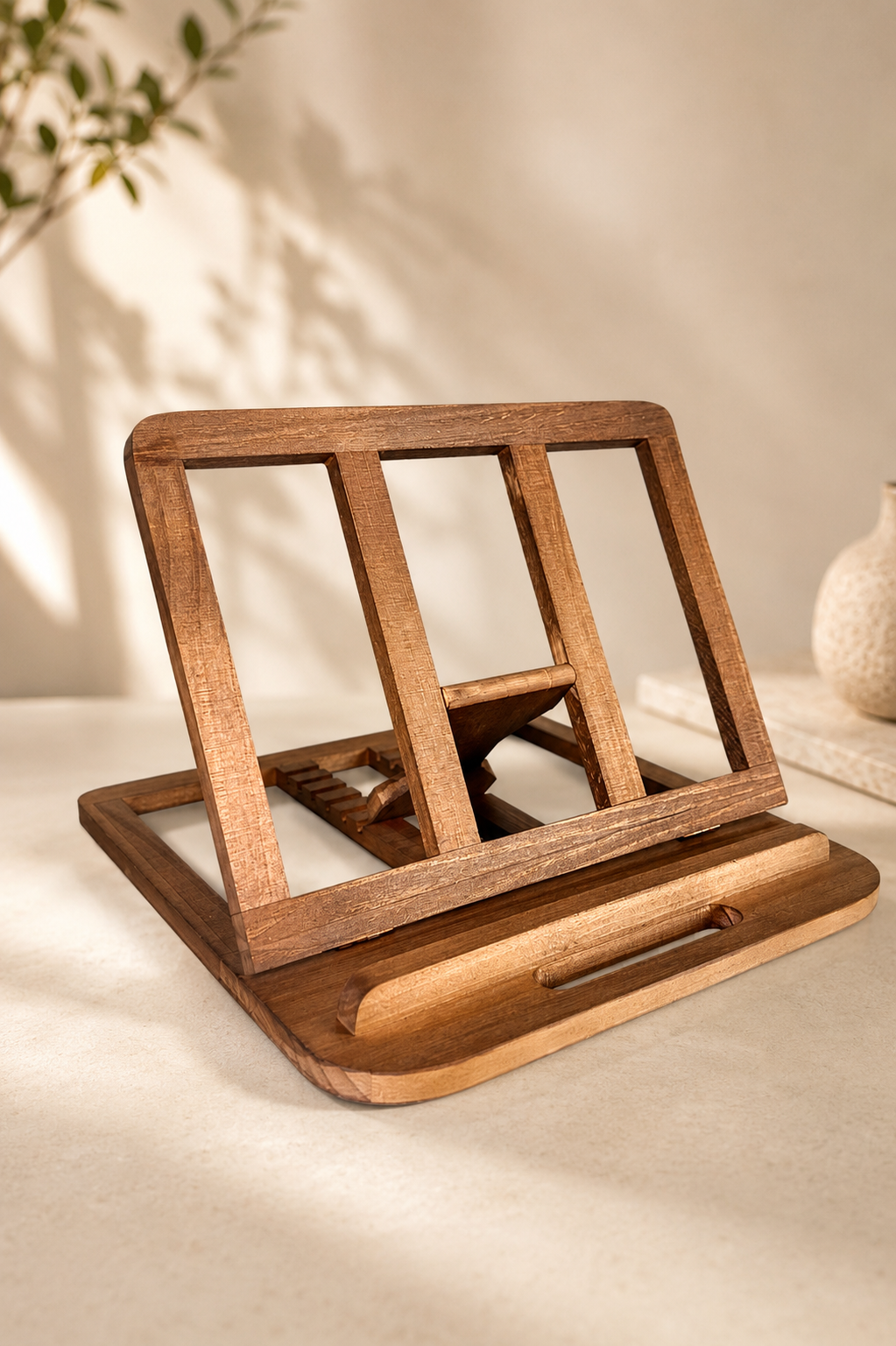 Wooden Adjustable Laptop Stand | Pine Desk Riser 11-17" | Ergonomic Home Office Gift