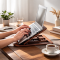 Wooden Adjustable Laptop Stand | Pine Desk Riser 11-17" | Ergonomic Home Office Gift