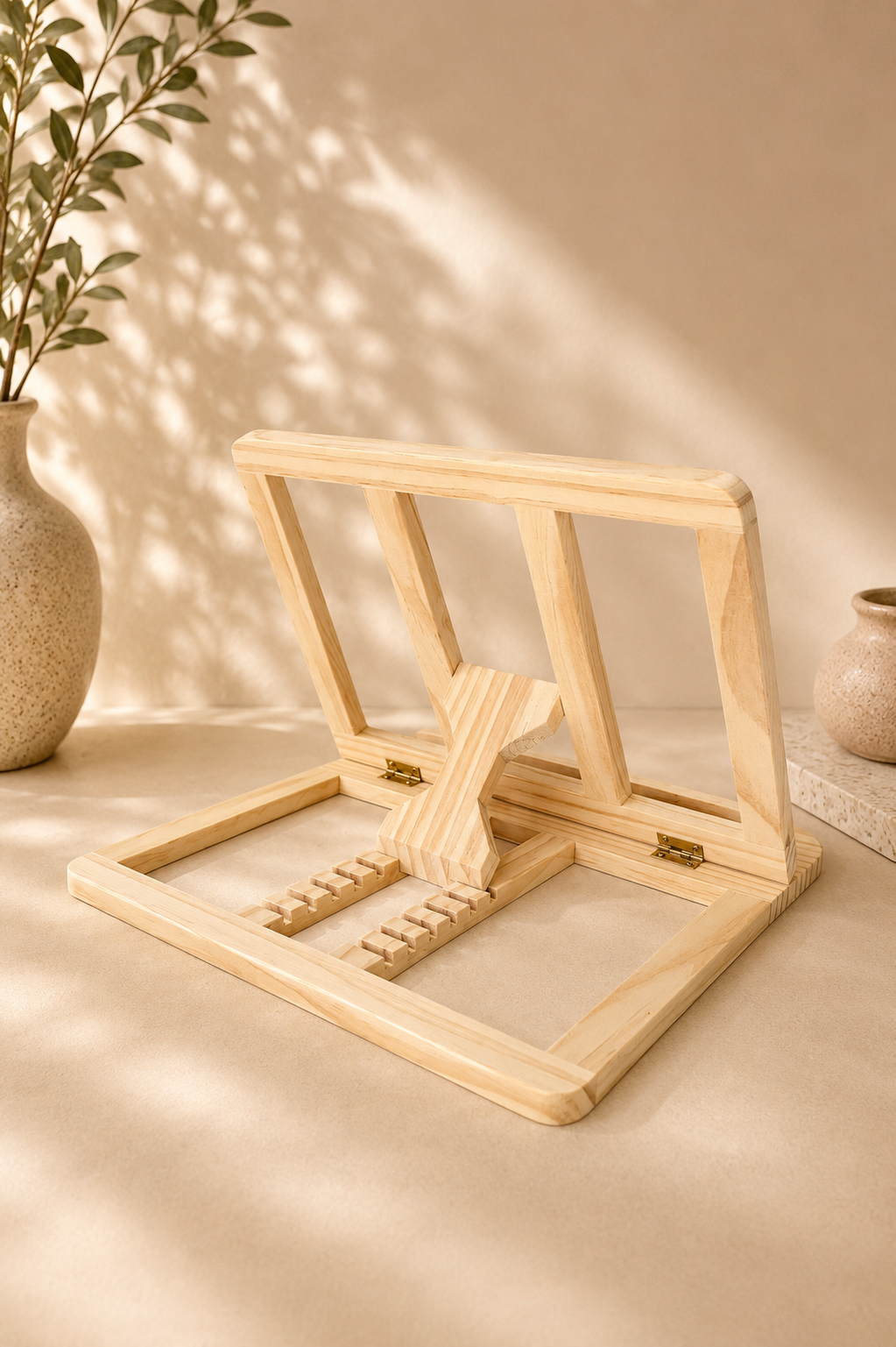 Wooden Adjustable Laptop Stand | Pine Desk Riser 11-17" | Ergonomic Home Office Gift