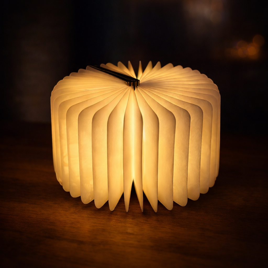Wooden LED Book Lamp – Warm Light & 8-Color RGB Folding Night Lamp