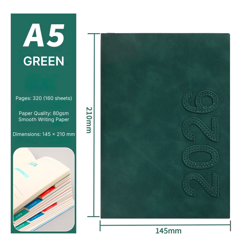 A5 2026 Premium Planner – Weekly & Monthly Layout, Soft Touch Cover