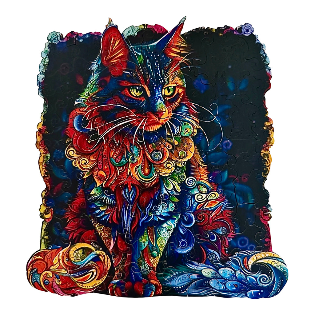 Colorful Wooden Cat Puzzle – Unique Animal Pieces