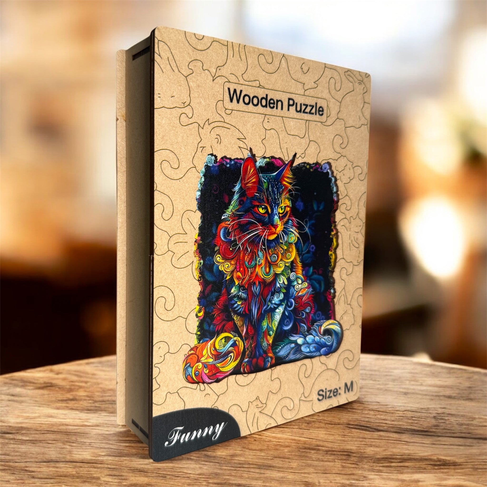 Colorful Wooden Cat Puzzle – Unique Animal Pieces