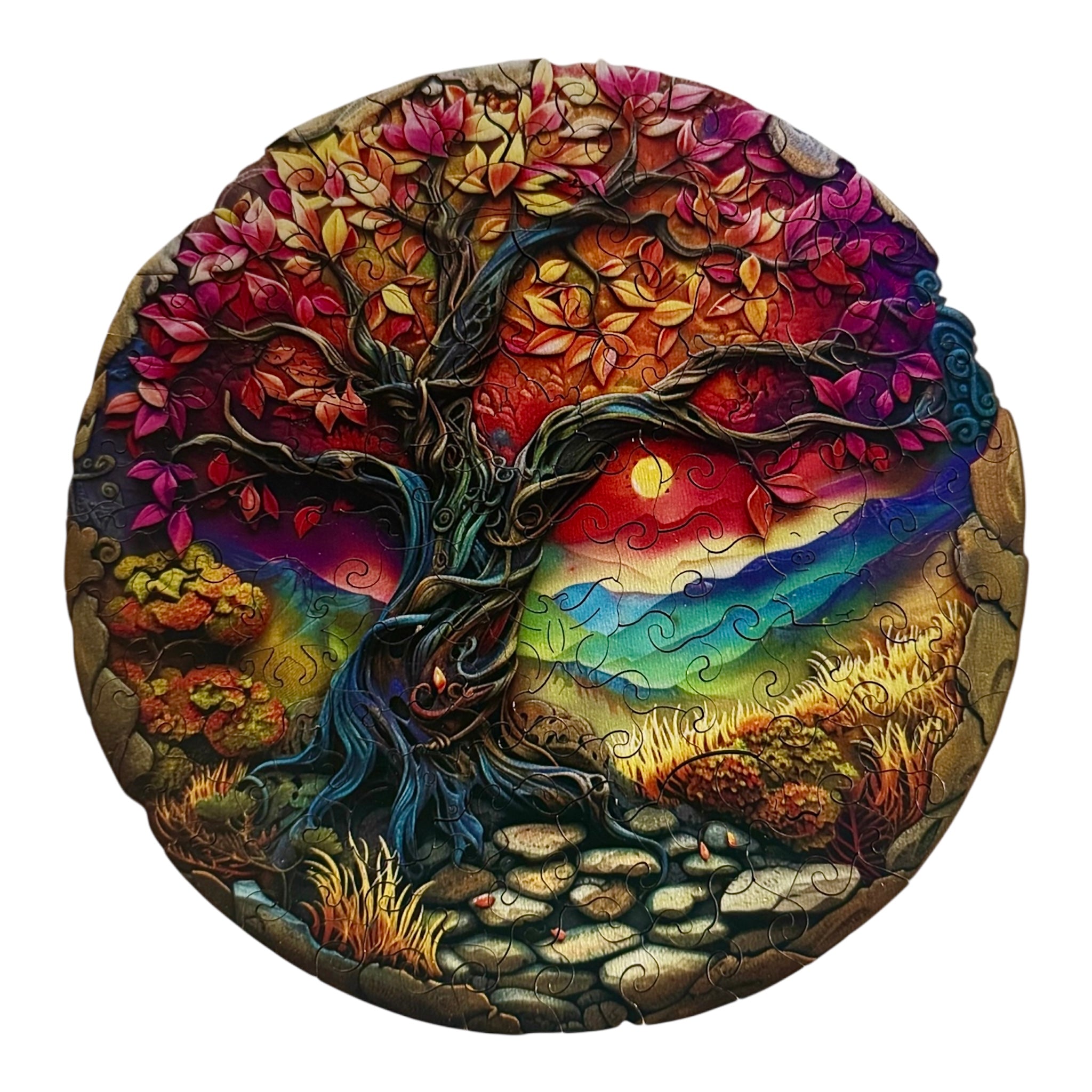 Colorful Wooden Tree of Life Puzzle – Unique Animal Pieces