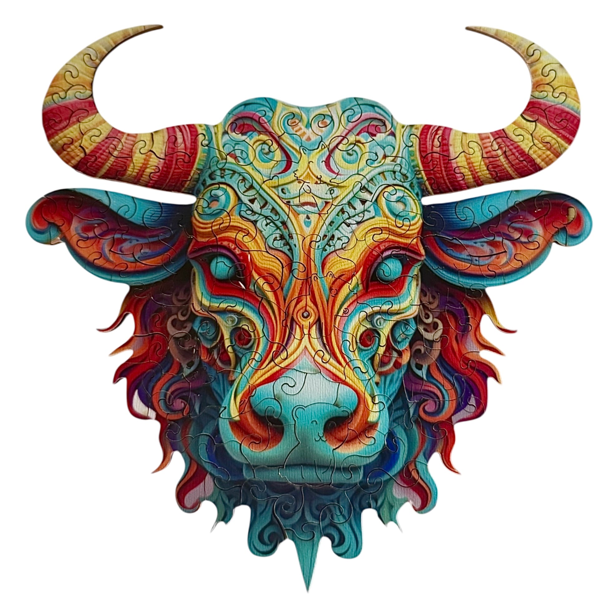 Colorful Wooden Bull Puzzle – Unique Animal Pieces