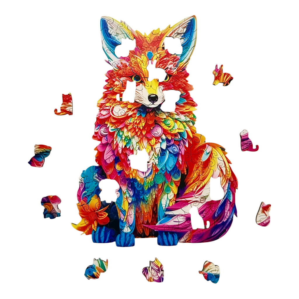 Colorful Wooden Fox Puzzle – Unique Animal Pieces