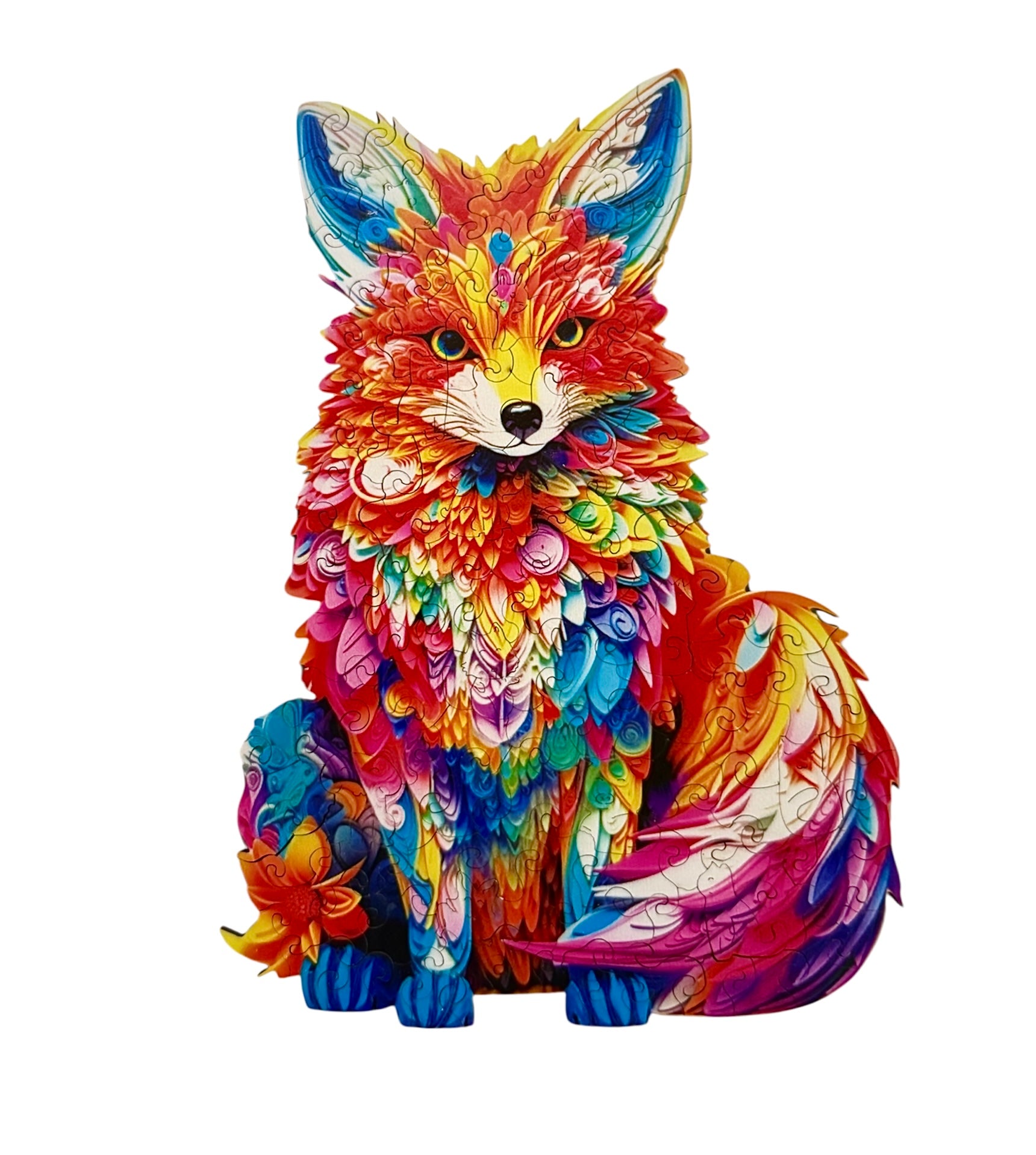 Colorful Wooden Fox Puzzle – Unique Animal Pieces