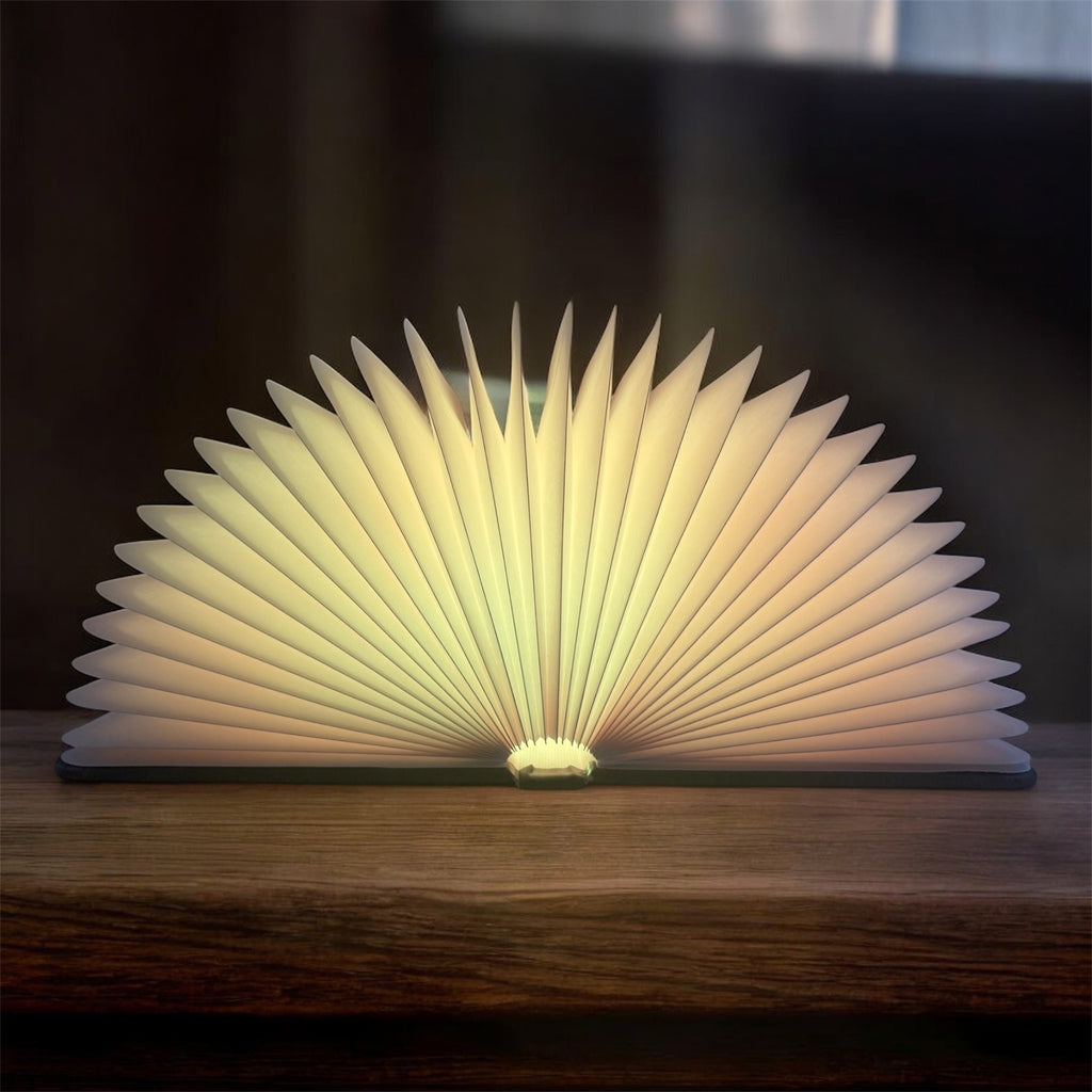 Wooden LED Book Lamp – Warm Light & 7-Color RGB Folding Night Lamp