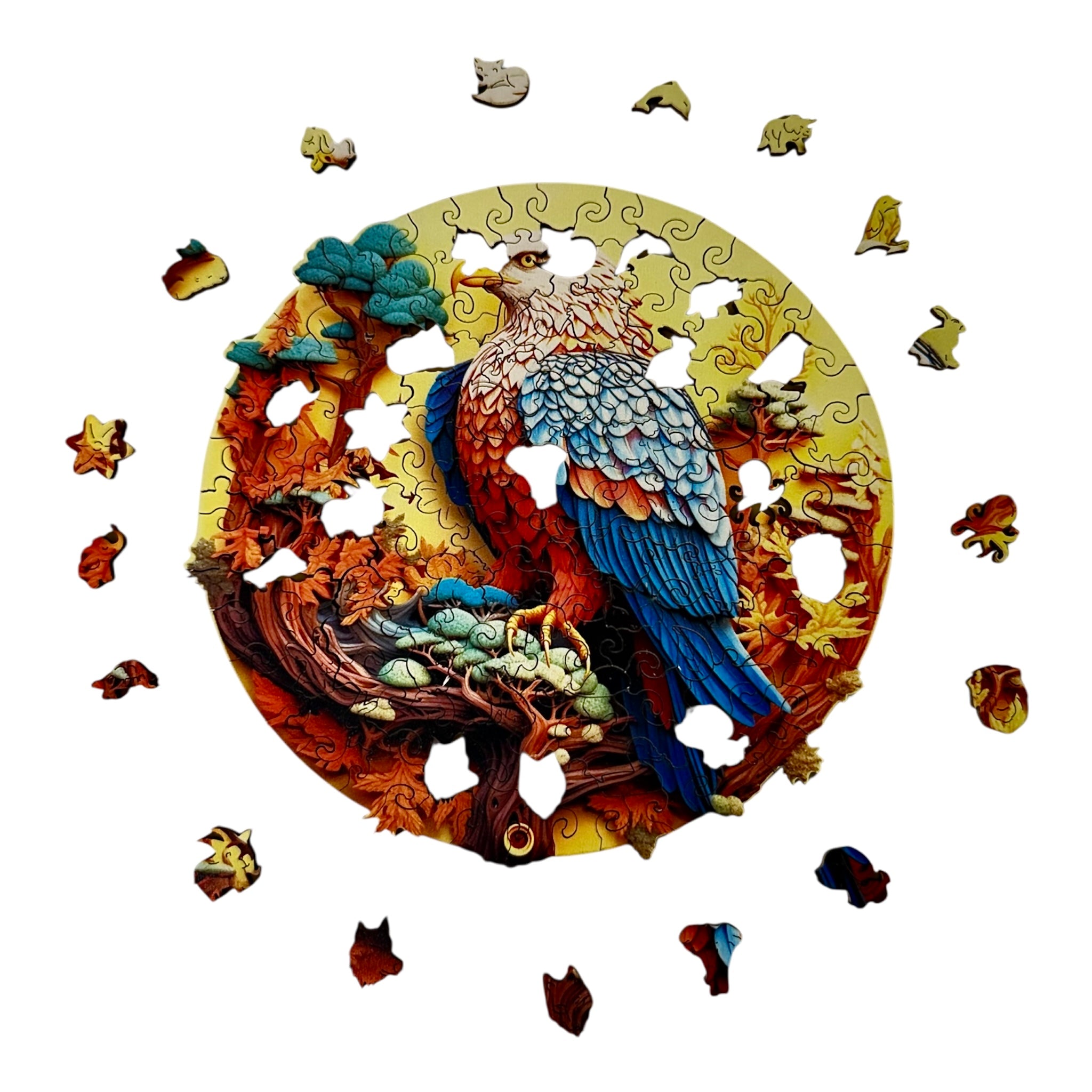 Colorful Wooden Eagle Puzzle – Unique Animal Pieces