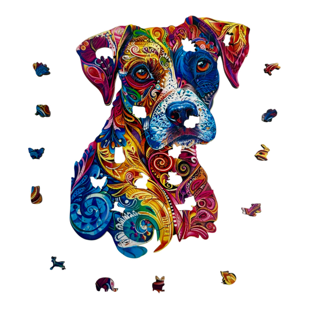 Colorful Wooden Dog Puzzle – Unique Animal Pieces