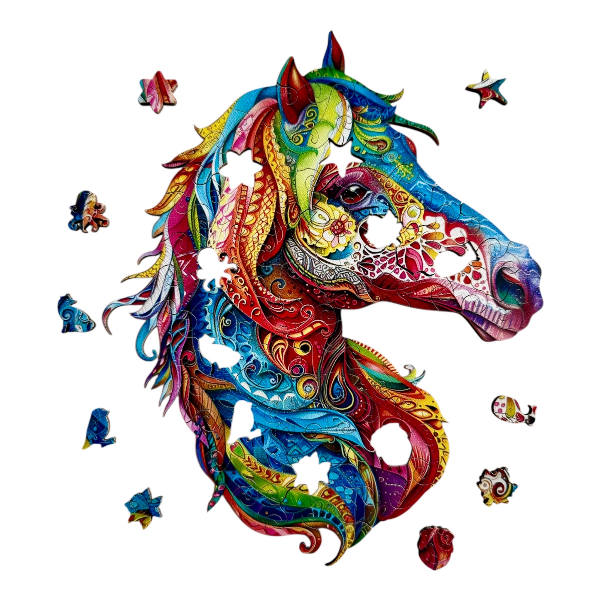 Colorful Wooden Horse Puzzle – Unique Animal Pieces