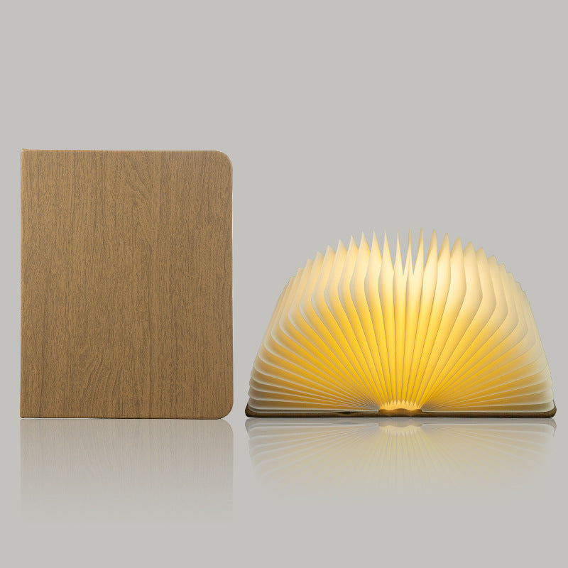 Wooden LED Book Lamp – Warm Light & 7-Color RGB Folding Night Lamp