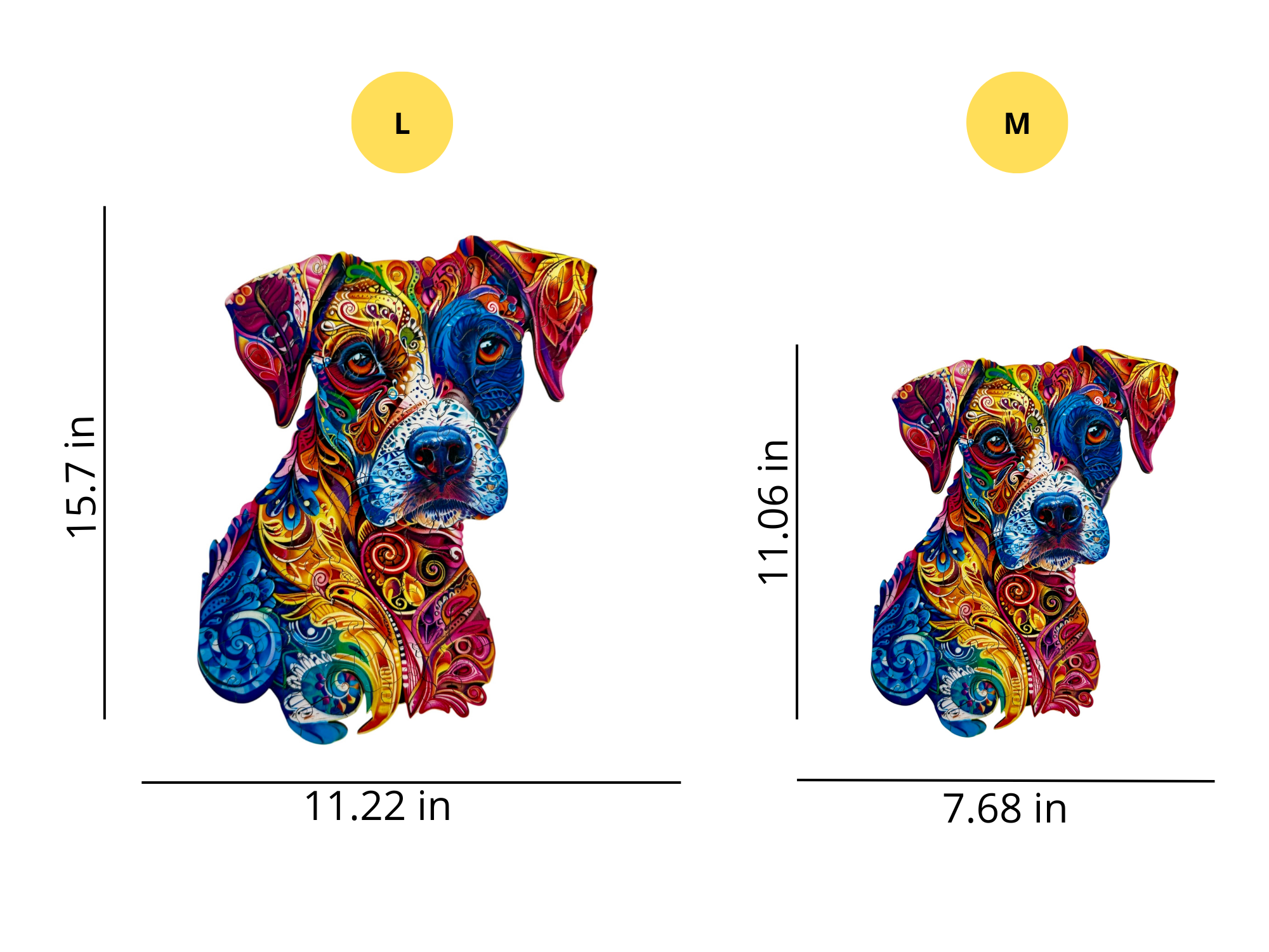 Wooden Puzzles for Adults – Colorful Dog with Unique Animal Pieces