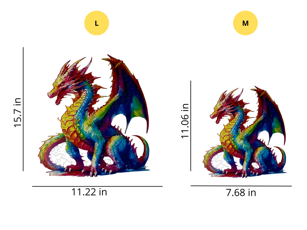 Wooden Puzzles for Adults – Colorful Dragon with Unique Animal Pieces