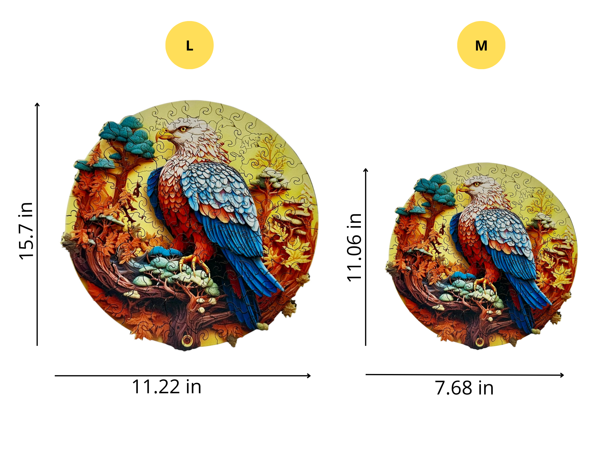 Wooden Puzzles for Adults – Colorful Eagle with Unique Animal Pieces