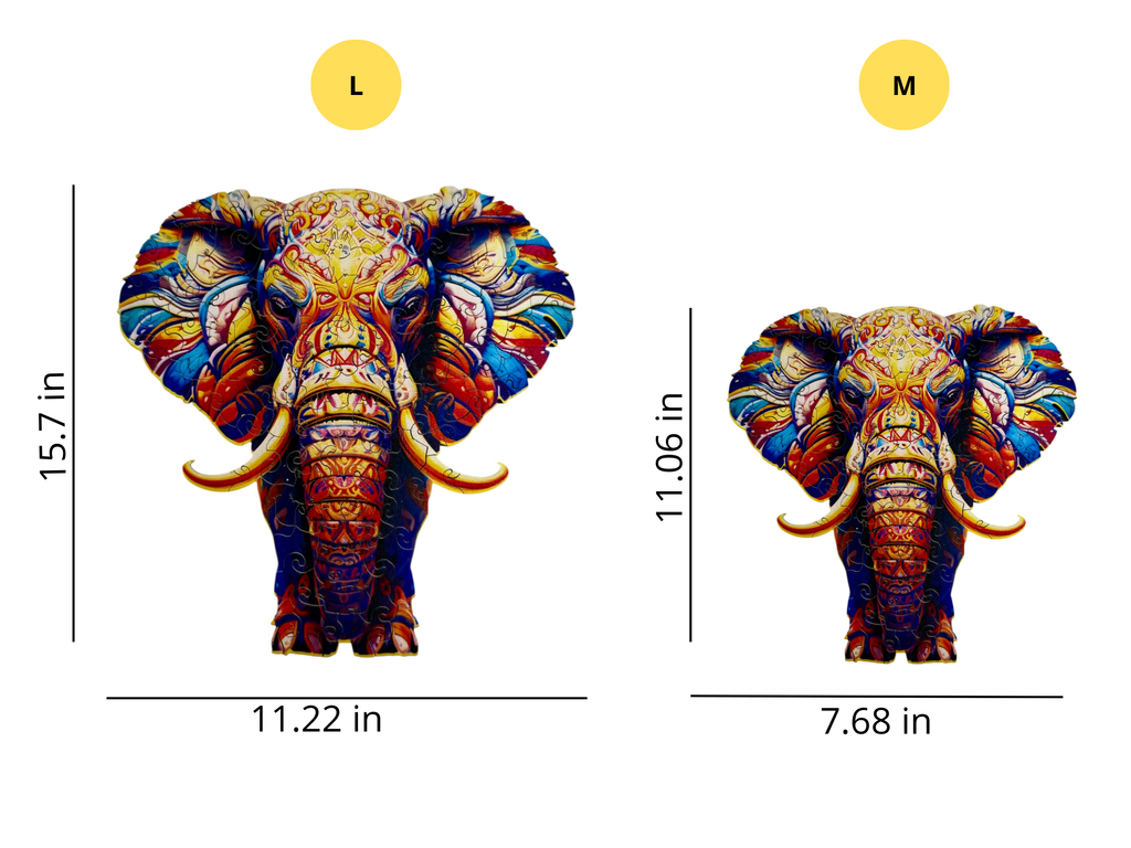 Wooden Puzzles for Adults – Colorful Elephant with Unique Animal Pieces