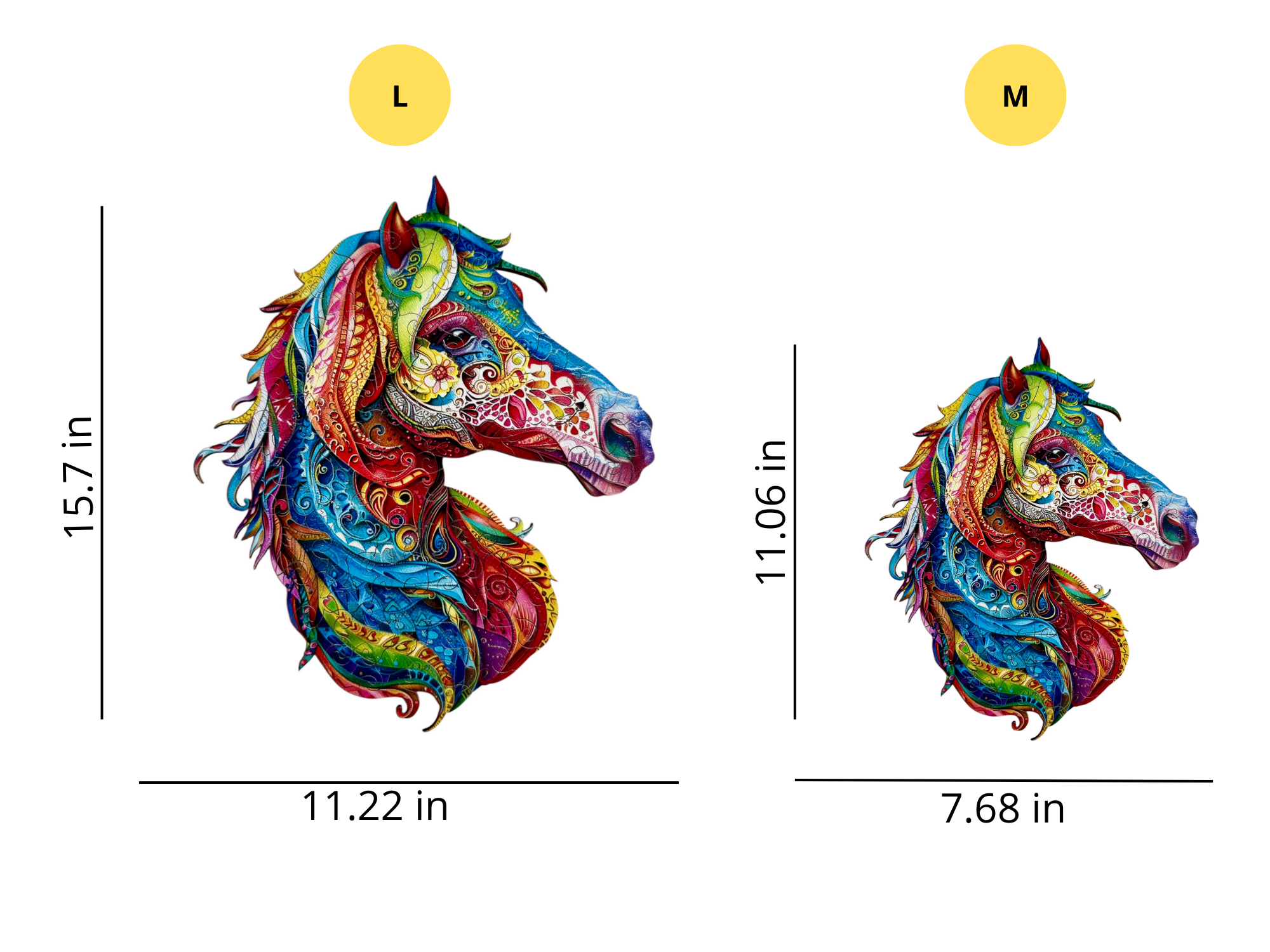 Wooden Puzzles for Adults – Colorful Horse with Unique Animal Pieces