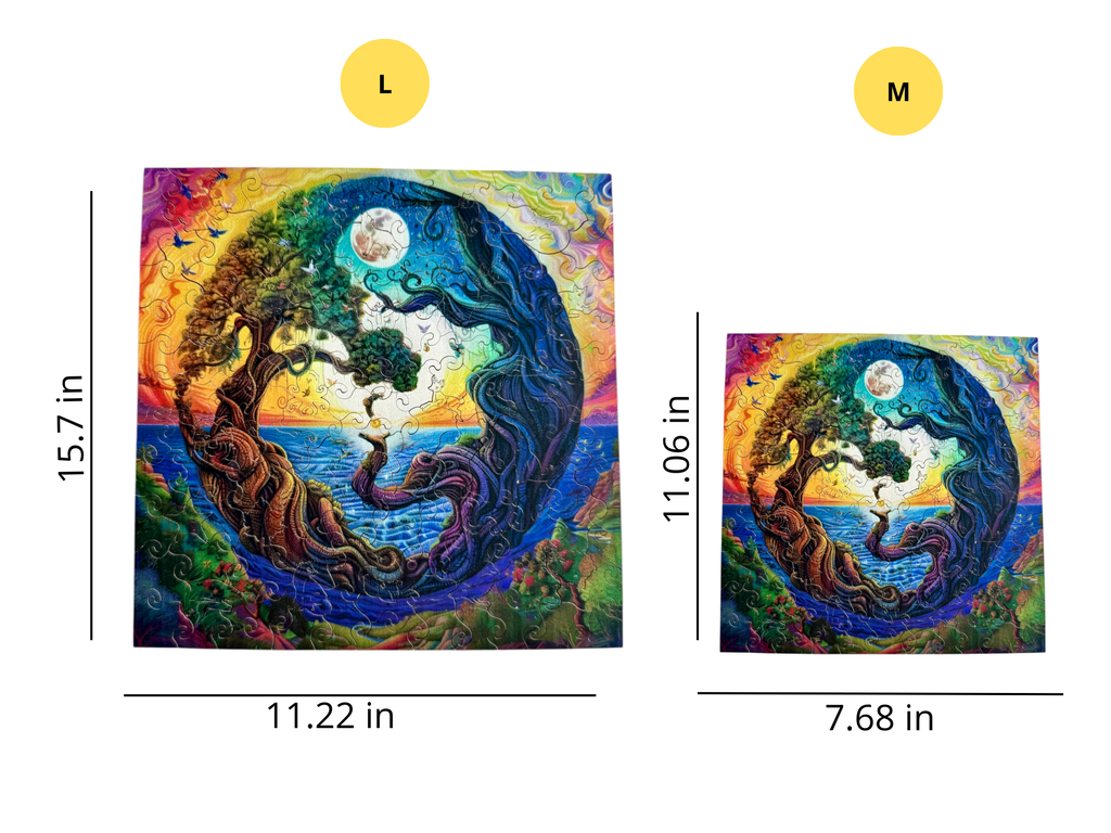 Wooden Puzzles for Adults – Colorful Yin-Yang Tree with Unique Animal Pieces